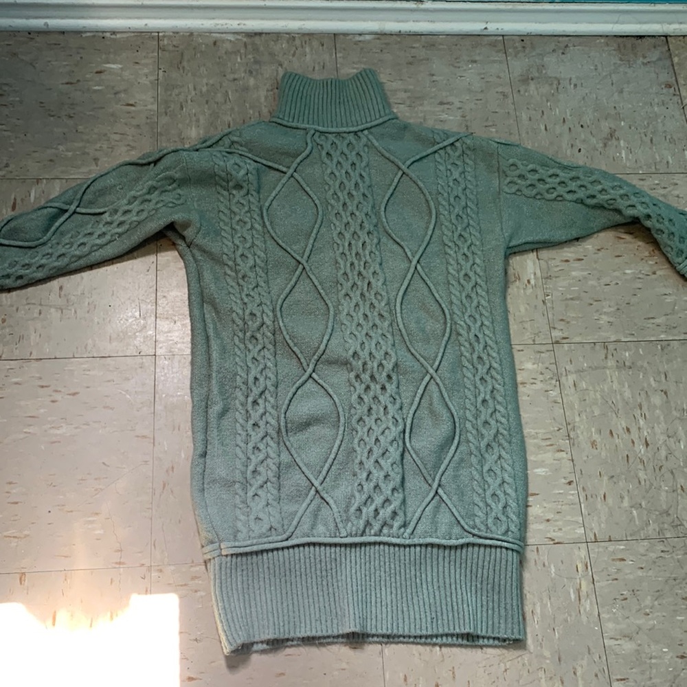 Bulky knit turtle neck dress.